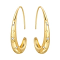 Boucles d'oreilles dorées en U avec motifs d'étoiles et pierres en zircone cubique - Créole Ovale Simple 4386-30