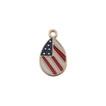 Golden American flag teardrop pendant with red white blue enamel for DIY earrings - Teardrop Flag Egg A