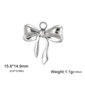 Silver bow knot pendant in stainless steel for DIY jewelry making, 15.6x14.9mm size - Steel Color-070306