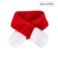 Christmas pet scarf in red and white fleece with size chart S, M, and L - S / Christmas Red and White Collar
