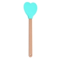 Spatola a cuore in silicone verde menta con manico in legno di faggio naturale - Cuore / Ciano