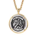 Collier avec pendentif Saint Michel Archange en finition bicolore or et argenté - Style Saint Michel Priez Pour Nous (Style 3)