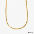 Flat woven gold Cuban link chain necklace with polished finish and model KDD330 - Necklace (KDD330)