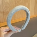 Thick grey-blue mink fur headband with soft fluffy texture for autumn and winter - Thin Headband / Gray-Bean Green