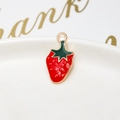 Macro detail of red enamel strawberry pendant with gold plating for DIY jewelry - 14# Large Strawberry