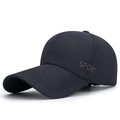 Dark blue baseball cap with long visor and sport embroidery for outdoor casual wear - Adjustable / Gray