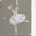 Transparent ballerina ornament with sparkling bead skirt for Christmas tree decor - Girls