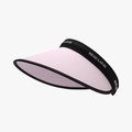 Pink and black open top sun visor hat with wide brim for UV protection and outdoor sports - Adjustable / Purple