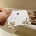Elegant gold butterfly tulip earrings with white pearls and mother-of-pearl finish - ER1050-Butterfly Pearl