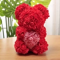 Handmade red rose teddy bear with a pink heart design for romantic gift giving - 23CM Naked Bear (Without Box) / Red with Pink Heart