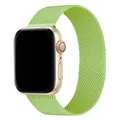 Starlight metal case for Apple Watch with a light green Milanese magnetic mesh loop band - 19 Pistachio Green / 38/40/41/42mm