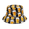 Bob réversible noir avec imprimé tasses de bière pour protection solaire en plein air - M (56-58cm) / Noir Imprimé Chope de Bière