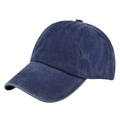 Detail view of washed navy blue cotton baseball cap with vintage worn-in texture - Adjustable / Navy Blue