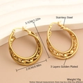 Three-layer spiral C-shaped earrings in 18k gold plated stainless steel, 3.1cm diameter - EH04-8 Medium Polished Twisted / Gold