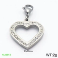 Sparkling silver heart pendant with rhinestones measuring 21x20mm for DIY jewelry - Rhinestone Heart (KLJ231-Z)
