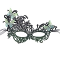 Maschera in pizzo nero con farfalle sfumate verde chiaro e strass scintillanti - Farfalla Fenice Sfumata con Strass - Nero Verde