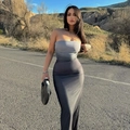 Slim fit strapless tube dress with grey gradient effect for women in street style - Gray / S