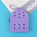 Mini portamonete in silicone viola con design traforato e moschettone in metallo - Viola