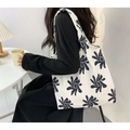 Minimalist canvas tote bag with abstract orchid print for travel and daily use - Off White