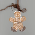 Gingerbread man Christmas tree ornament in resin with gold glitter and brown ribbon - Gingerbread Man