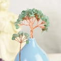Albero di cristallo verde fatto a mano con filo di rame e vaso azzurro decorativo - Ramo di avventurina verde