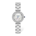Montre pour femme argentée avec cadran en nacre et lunette en strass brillants - Argent