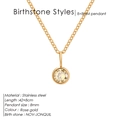 Rose gold stainless steel zodiac necklace with an 8mm November yellow crystal pendant - November Light Yellow - Rose Gold