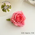 Pink velvet rose flower hair clip and brooch dual-use accessory with 7cm size detail - Hair Clip + Brooch Dual Use / Deep Pink Rose