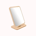 Rectangular wooden desktop vanity mirror with light-colored frame and rotating base - Rectangular Hinged Mirror