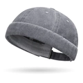Deep grey washed cotton docker cap with adjustable strap for streetwear style - Gray