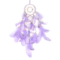 Handmade purple dream catcher wind chime with delicate feathers and wooden beads - No Light Version / Purple