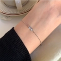 Elegante bracciale in argento sterling S925 con fiocco e zirconi indossato al polso - 15+3cm / Oro Bianco