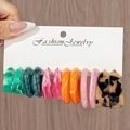 Lot de six paires de boucles d'oreilles créoles en acrylique aux couleurs de marbre - E0026-3/Lot de 6 Paires/Vert Rose Orange Tortue