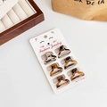 Set of 6 mini leopard tortoise shell hair claw clips on white cat display card - 5#/6Pcs/Dark Coffee