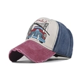 Berretto da baseball vintage Istanbul con visiera usurata e design tricolore lavato - Regolabile / Blu marino moto