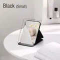 Portable matte black folding makeup mirror in small size measuring 11cm x 16.5cm - Rounded Corner Folding Style / S / Mystic Black