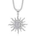 Collar hip-hop con colgante de girasol plateado con cristales brillantes y cadena de metal - Colgante Individual Color Plata