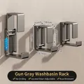 Set of 3 gunmetal retractable stainless steel washbasin hooks with wall mount design - 【Gun Grey】3 Packs