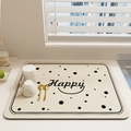 Saugfähige Küchentrocknungsmatte mit beigen Punkten und Happy Smiley Design - Glückliche Punkte