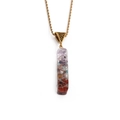 Chakra Orgonite resin pendant with natural stones on a gold twisted rope chain necklace - 60cm Twist Chain / Gold Orgonite Gravel Pillar