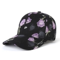Casquette de baseball noire classique avec imprimé floral violet et style vintage - Violet (Rose Violette)