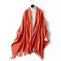 Chic orange knitted scarf with fringe tassel hem for women winter warm accessory - Orange Red