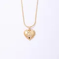 Golden heart pendant necklace with crystal letter C and 50cm snake chain - Letter G