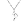 Minimalist silver stainless steel Cuban chain necklace with a heart letter D pendant - Letter P / Steel