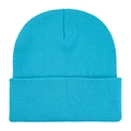 Bright blue knit beanie with a classic ribbed cuff for outdoor warmth and comfort - One Size / Lake Blue