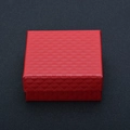 Top view of a square red jewelry gift box featuring a diamond quilt pattern in PU leather - PU Leather / 7*7 Universal Box Red
