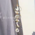 Star and moon suncatcher with golden wire and faceted iridescent crystal ball prism - Style 28