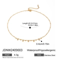 Dettagli della collana in acciaio dorato con ciondolo in zircone tondo e catena a sfere - Stile Zircone Rotondo (JDNW2409003)