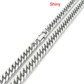 Polished silver Cuban link chain necklace with secure rectangular folding clasp for men and women - 7mm Quad-Cut Double Weave