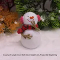 Christmas Snowman B figurine with pink earmuffs and striped scarf for holiday decor - Snowman B Ornament